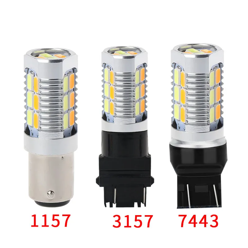 2 шт. 1157 BAY15D T25 3157 T20 7443 светодиод 5630 SMD Автомобильные лампы указатели поворота стоп-сигналы 12 В двухцветный белый Янтарный