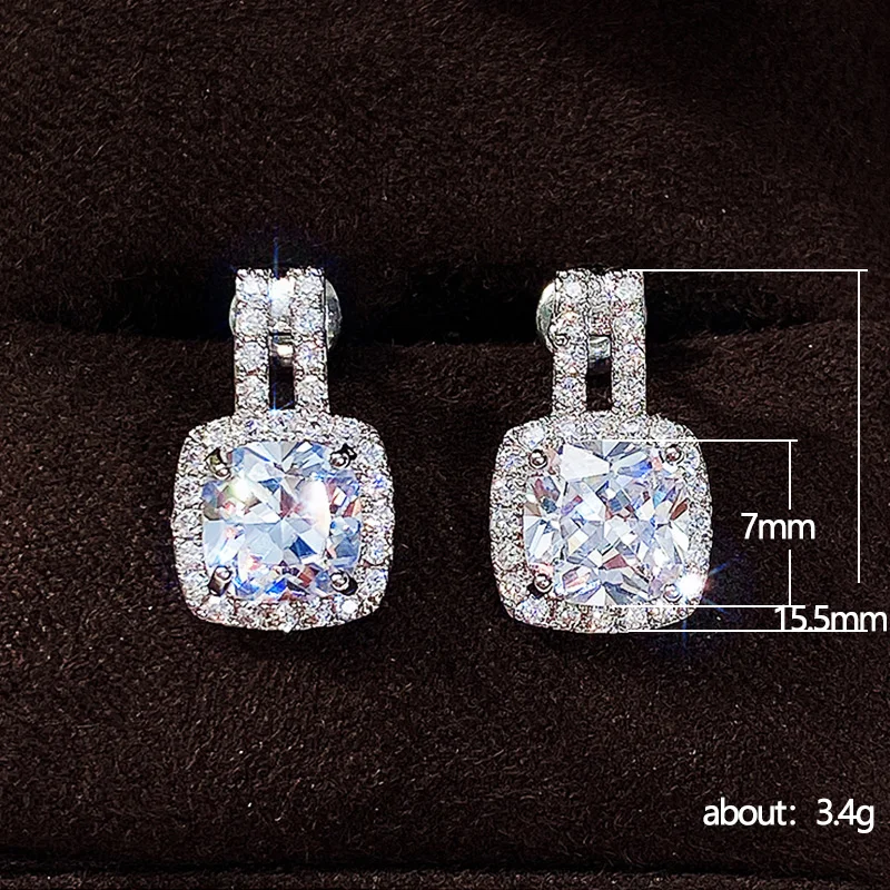 Huitan Fashion Silver Color CZ Stud Earrings for Women Bling Bling AAA White Cubic Zirconia Statement Earrings Hot Sale Jewelry image 6