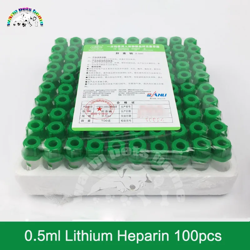 Heparin Lithium Heparin Sodium Anticoagulant Tube EDTA K2 K3 Disposable Plastic Test Tubes for Animal Child Veterinary Supply