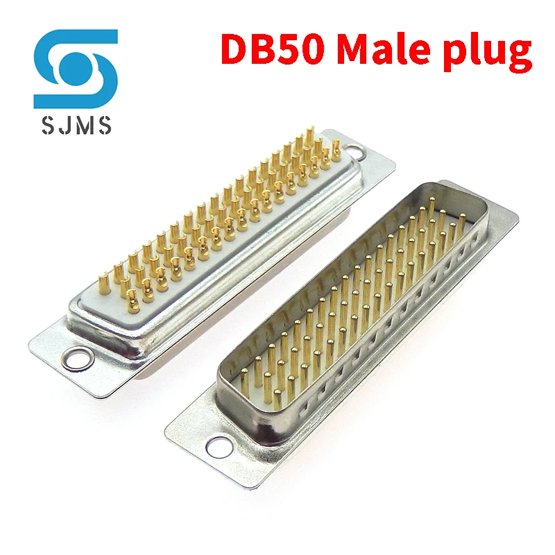 1 sztuk DR50 mężczyzna pozłacane bur HDR50 wygięty pin płyta typu trzy wiersz mężczyzna spawane płyta złącze D-SUB DB50 kobieta 3 wiersz 50 pin