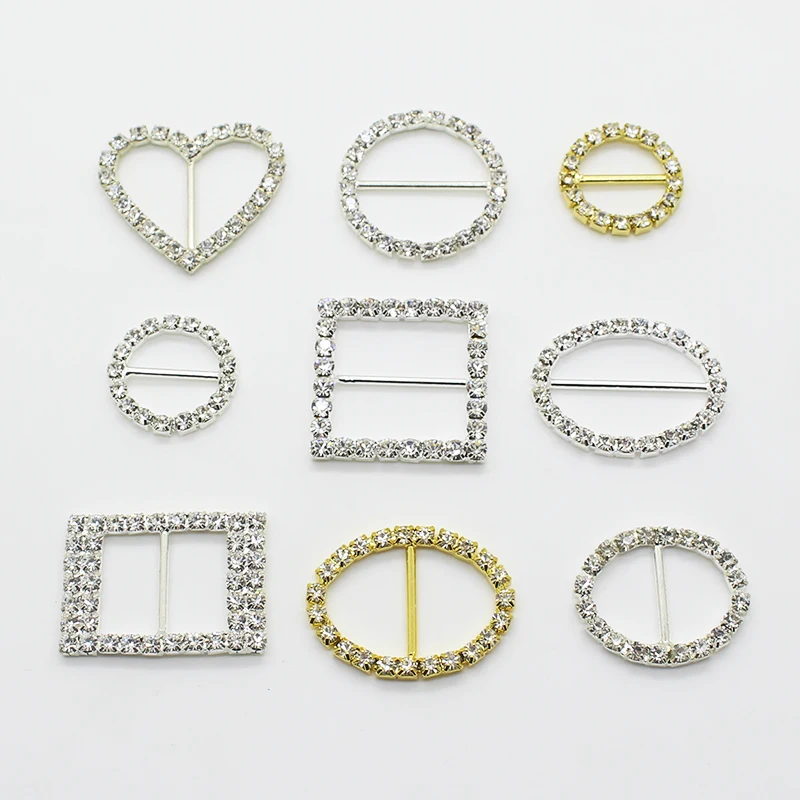 ZMASEY Mix Size Rhinestones Shoe Buckles 10Pcs/Lot Handwork Sewing Ribbon Wedding Decoration Card Holiday Party Accessories