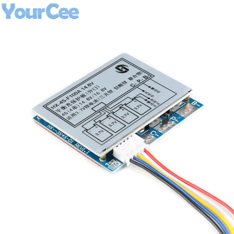 BMS 4S 100A 14.8V/16.8V Li-ion Lithium 18650 Battery BMS PCM Protection Circuit Board Module with Balance Equalizer