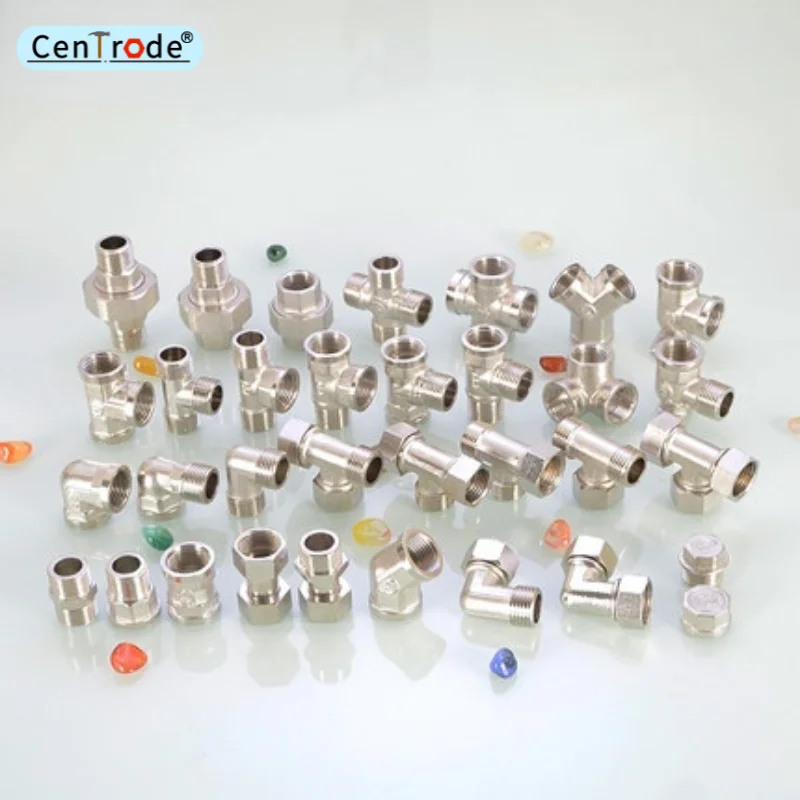 1/2 "20mm de cobre galvanoplastia encaixe de tubulação 2 3 4 vias conector interno e externo roscas latão encaixes adaptador combustível água