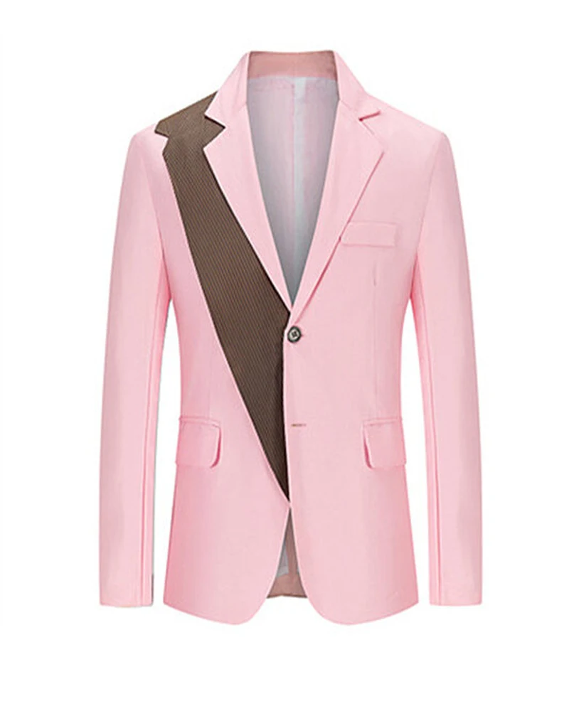 

Black/White/Blue/Pink/Red Men Suits Blazer Formal Slim Fit Match Color Coat 1Pc Lightweight Business Costume Only One Jacket