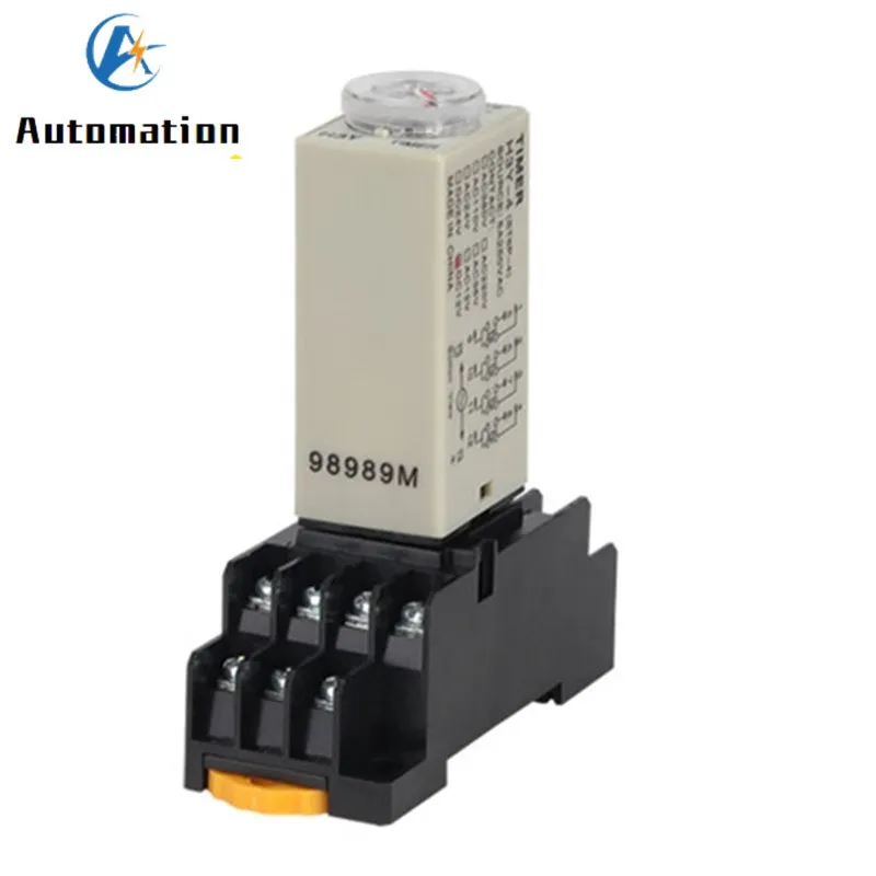 H3Y-4 Power-on Delay Rotary Knob 1S/5S/10S/30S/60S/3M/5M/10M/30M Timer Time Relay AC/DC 24V 14 Pin with Base PYF14A