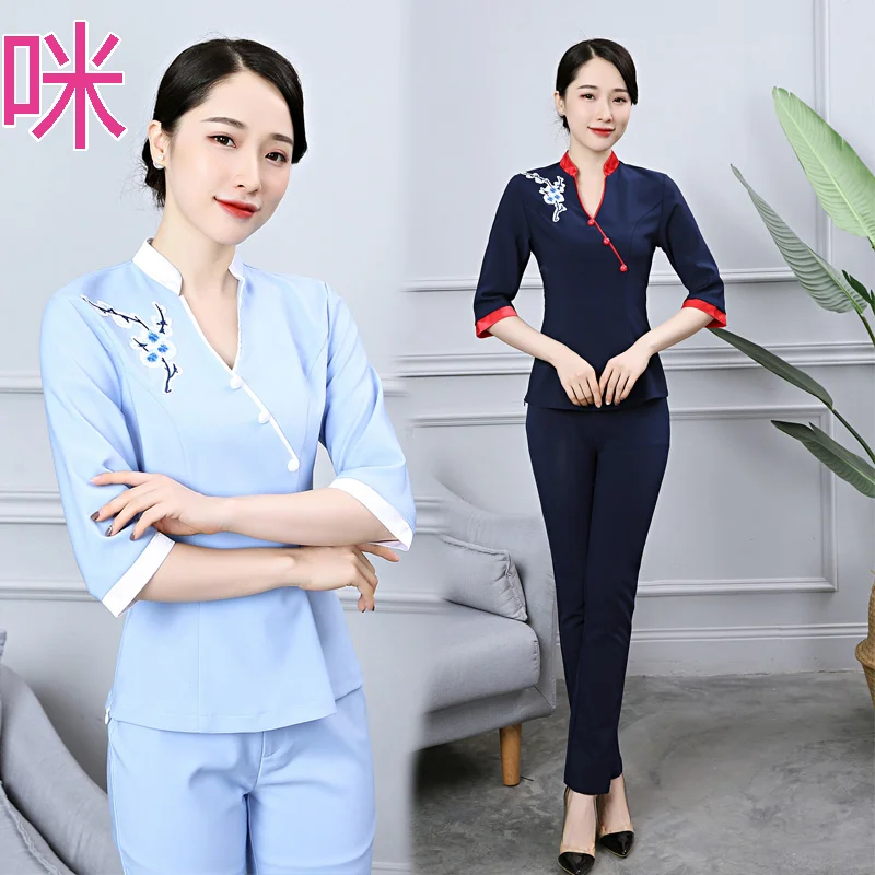 

Svitania WomenBeautician Work Clothes Pants Beauty Salon Health Care Spa Club Pants Suit Waiter Uniform