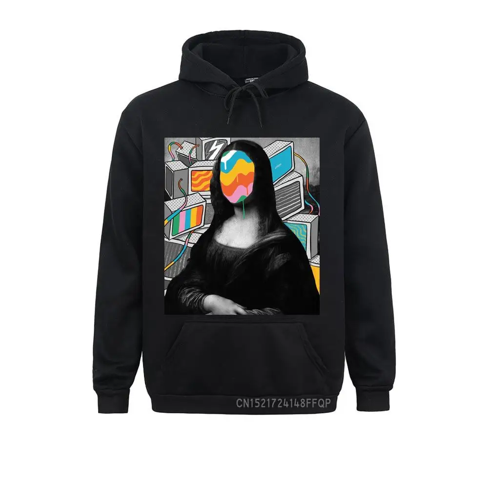 Men Pullovers Mona Lisa Meltdown Streetwear Funky High Street Designer Long Sleeve Hoodies Warm Crewneck Cozy Sweatshirt