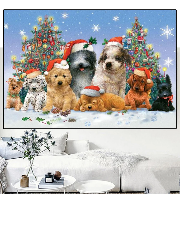 

5D Diy Diamond Painting Cross Stitch Painting Christmas Dog Mosaic Diamond Embroidery Full Square Round Drill Decor Rhinestones