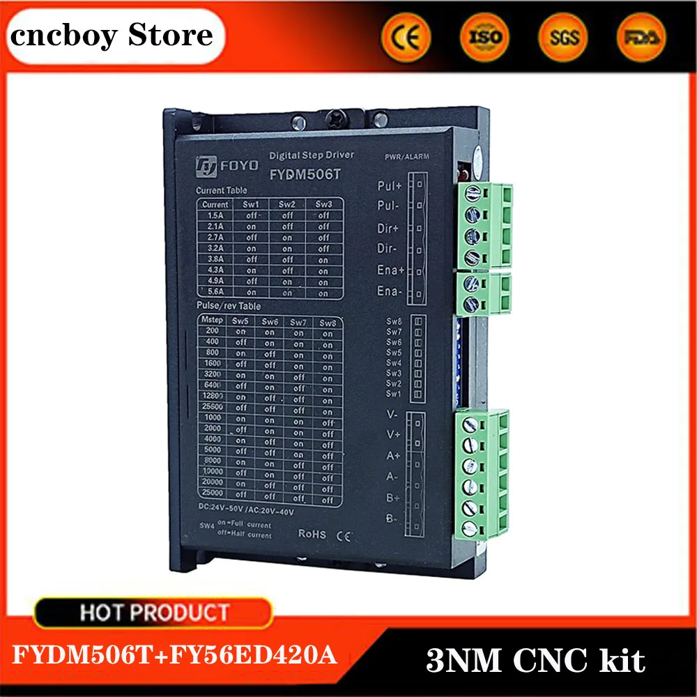 3NM CNC عدة مرحلتين محرك متدرج سائق NEMA23 محرك متدرج DC24V-50V FYDM506T + FY56ED420A عالية عزم دوران المحرك عدة