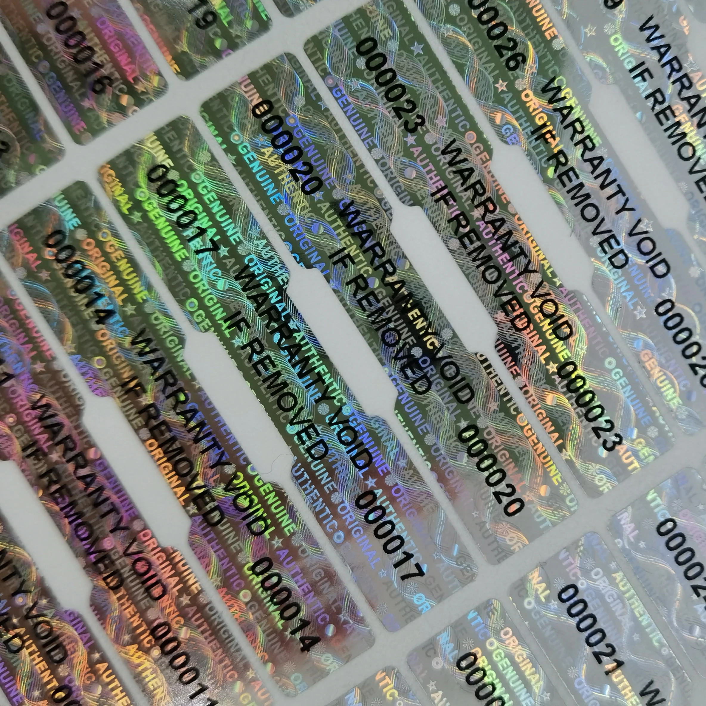 Security Tamper Evident Warranty Void ORIGINAL GENUINE AUTHENTIC Hologram Labels/Stickers w/ Unique Sequential Numbering 1000Pcs