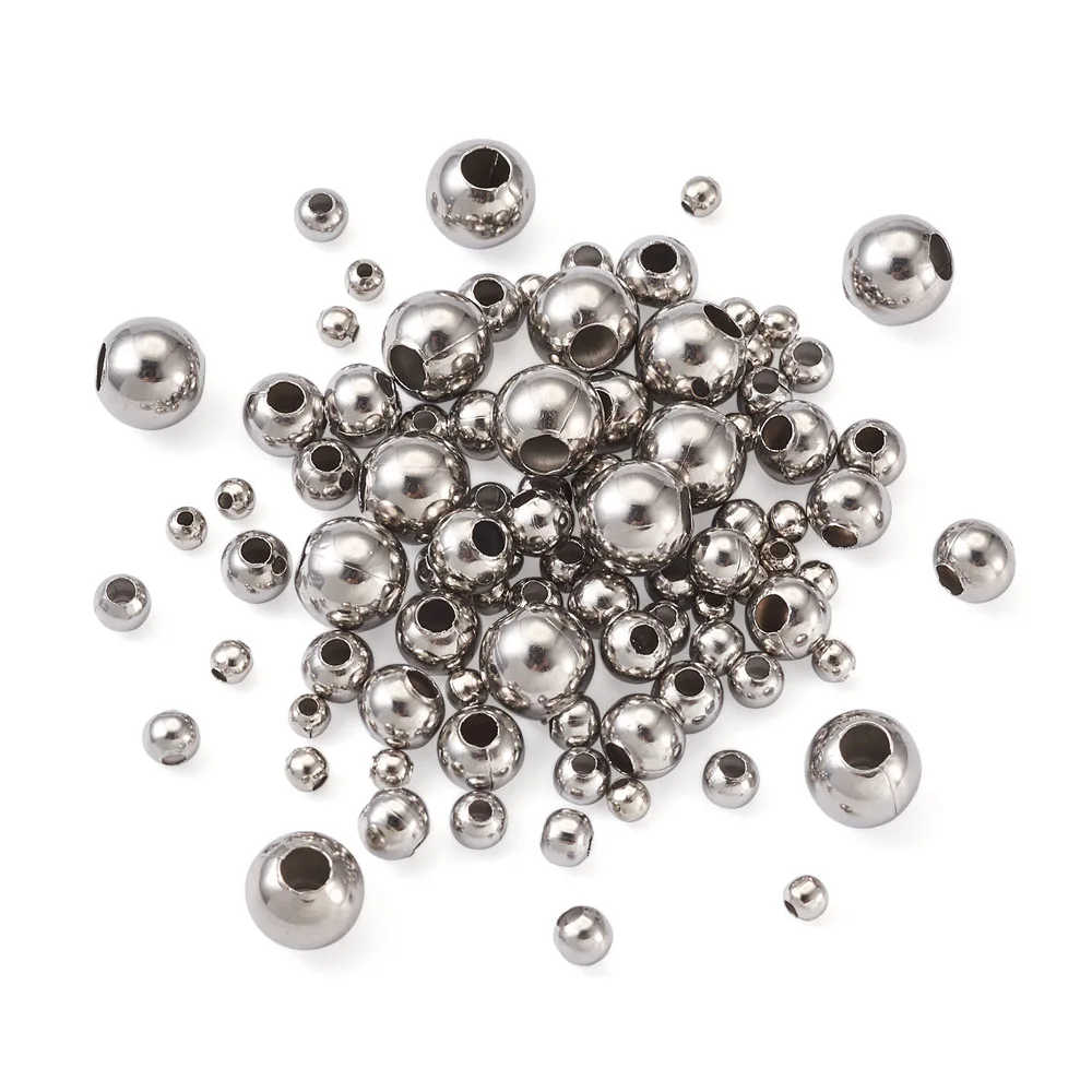 100-1000pcs Stainless Steel Smooth Rondelle Loose Spacer Ball Beads 3mm 4mm 5mm 6mm 8mm for Necklaces Bracelets Jewelry Making