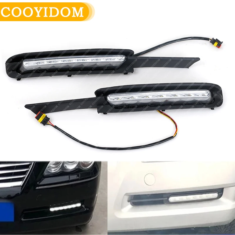 1Pair LED DRL Daytime Running Light  With Turn Signal Fog Lamp For Toyota MARK X REIZ 2004 2005 2006 2007 2008 2009 car-styling