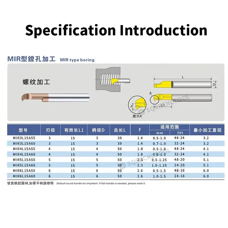 MIR Mini Boring Cutter Micro Metal Lathe Blade Thread Processing Metal Tungsten Carbide Alloy Blade Mini Lathe Accessories Tools