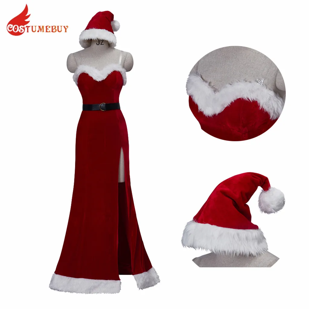 Roger Animation Jessica Lady Rabbit Cosplay Costume Red Dress Christmas Xmas Lady Santa Claus Cosplay Women Dress Hat