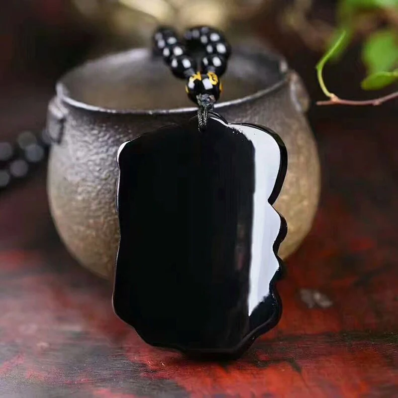 Natural Obsidian Pendants Necklace Mother Baby Cute Elephant Lucky Pendant With Natural Stone Beaded Chains Fashion Woman Man
