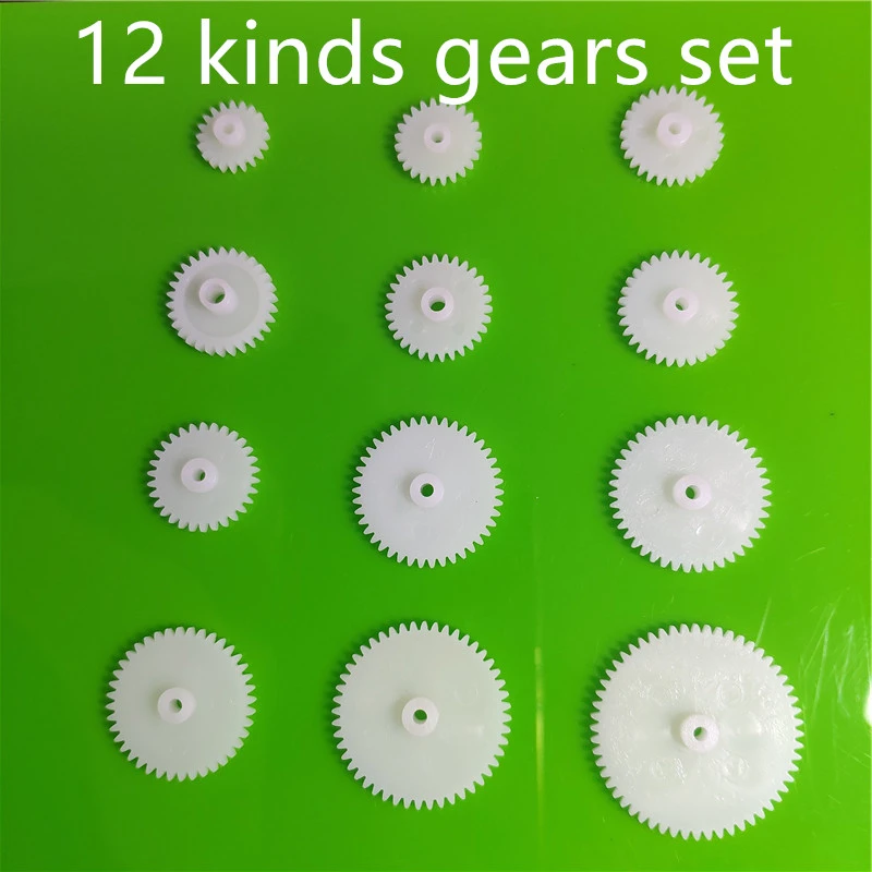 Plastic Gears Set DIY Assembly Toy Teeth Belt Worm Band Wheel Sector Crown Double Shaft Layer Helicopter Car Parts