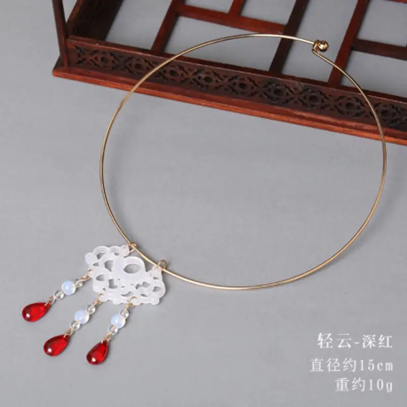 Chinese Hanfu Necklace Vintage Ancient Chinese Metal Torques Pendant Necklace