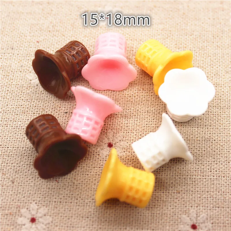 10pcs  Mix Colors Cute 3D Resin Simulation Cake Cup Miniature Food Art Flatback Cabochon DIY Craft Decoration,15*18mm