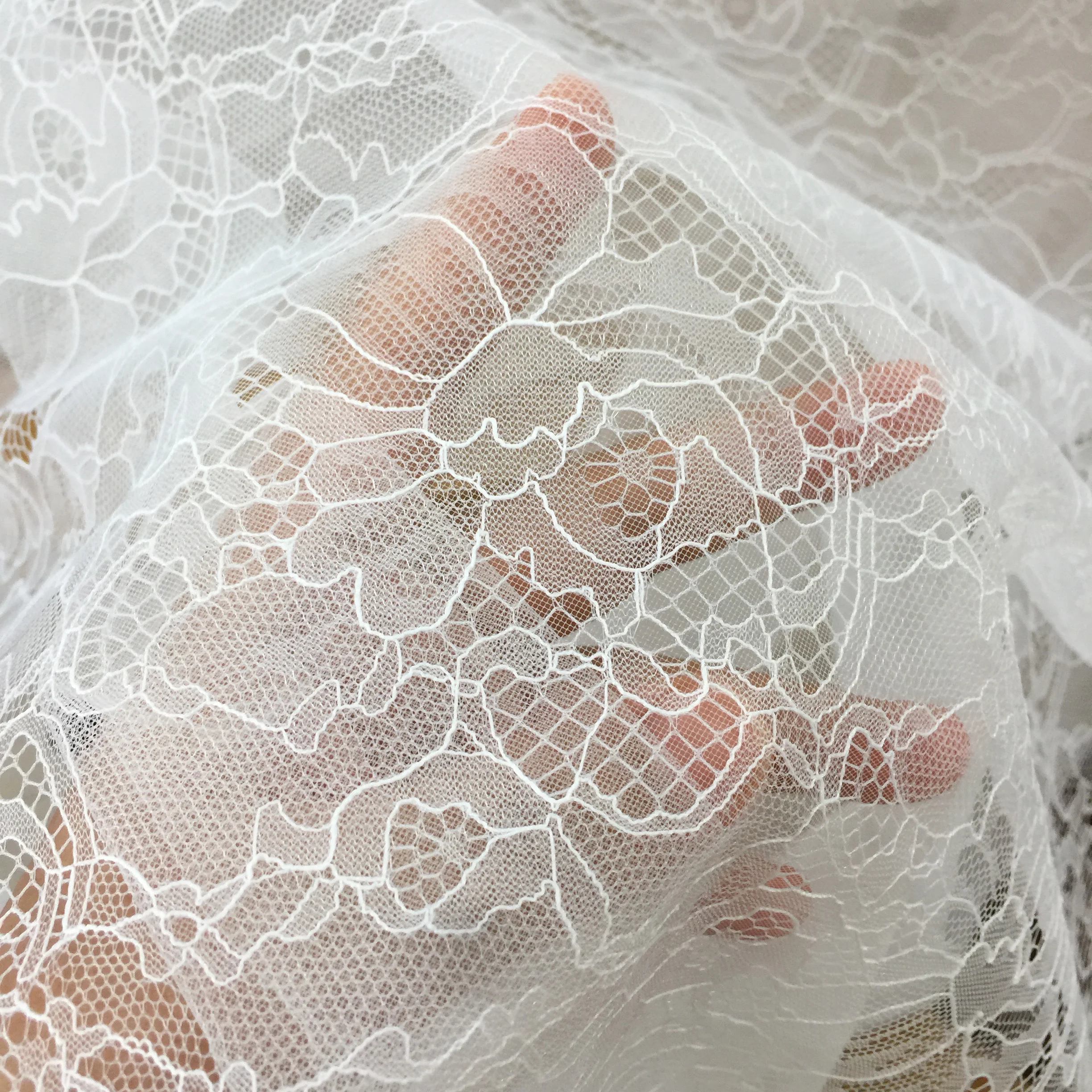 5 meters Exquisite off white Chantilly florla embroidery lace fabric for bridal gown lining overlay hem