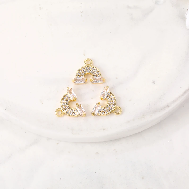 Pendentifs en laiton et Zircon arc-en-ciel, couleur or, boucle d'oreille, accessoires de bijoux, Diy, vente en gros