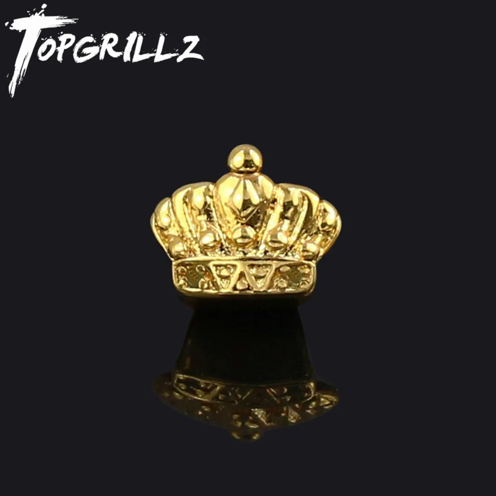 TOPGRILLZ Grillz لون الذهب الأصفر مطلي تاج واحد الأسنان الكلاب أسنان واحدة العلوي الهيب هوب الأعلى الأنياب الشوايات المجوفة #1