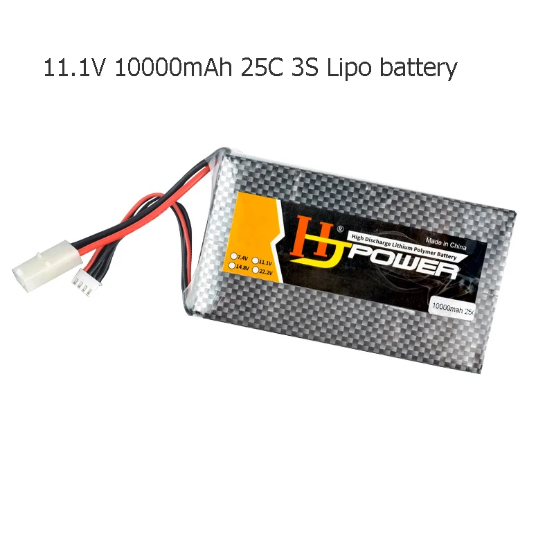 HJ Power 11.1V 10000mAh 25C Lipo battery 3S For 1/16 2A6 Tank RC Drone Airplane Car Tank Helicopter Toys Models Li-ion Batteria