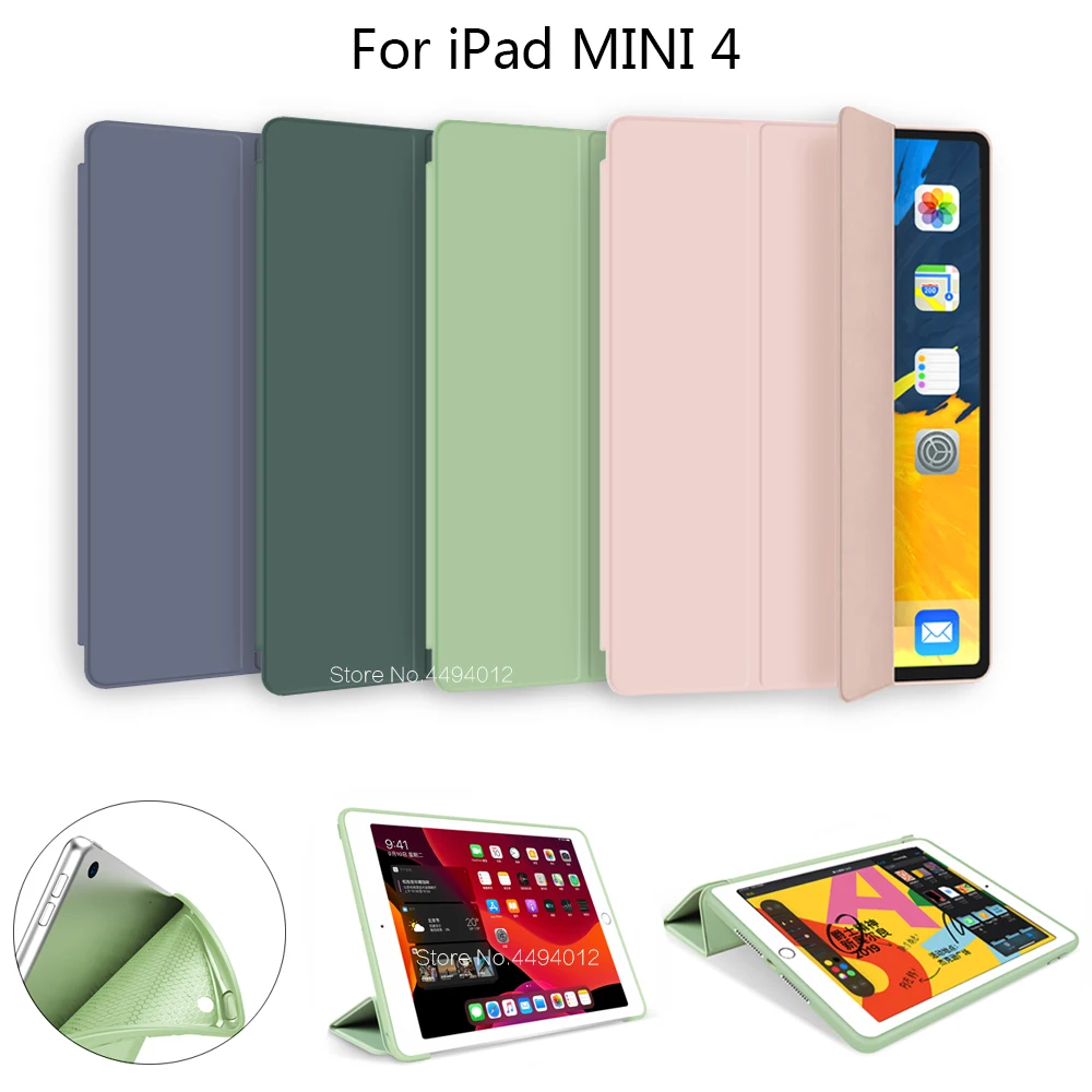 

Soft Fashion Tablet Case For iPad Mini 4 A1538 A1550 PU Leather Trifold Stand Smart Case For iPad mini 4 Auto Sleep/Wake Cover