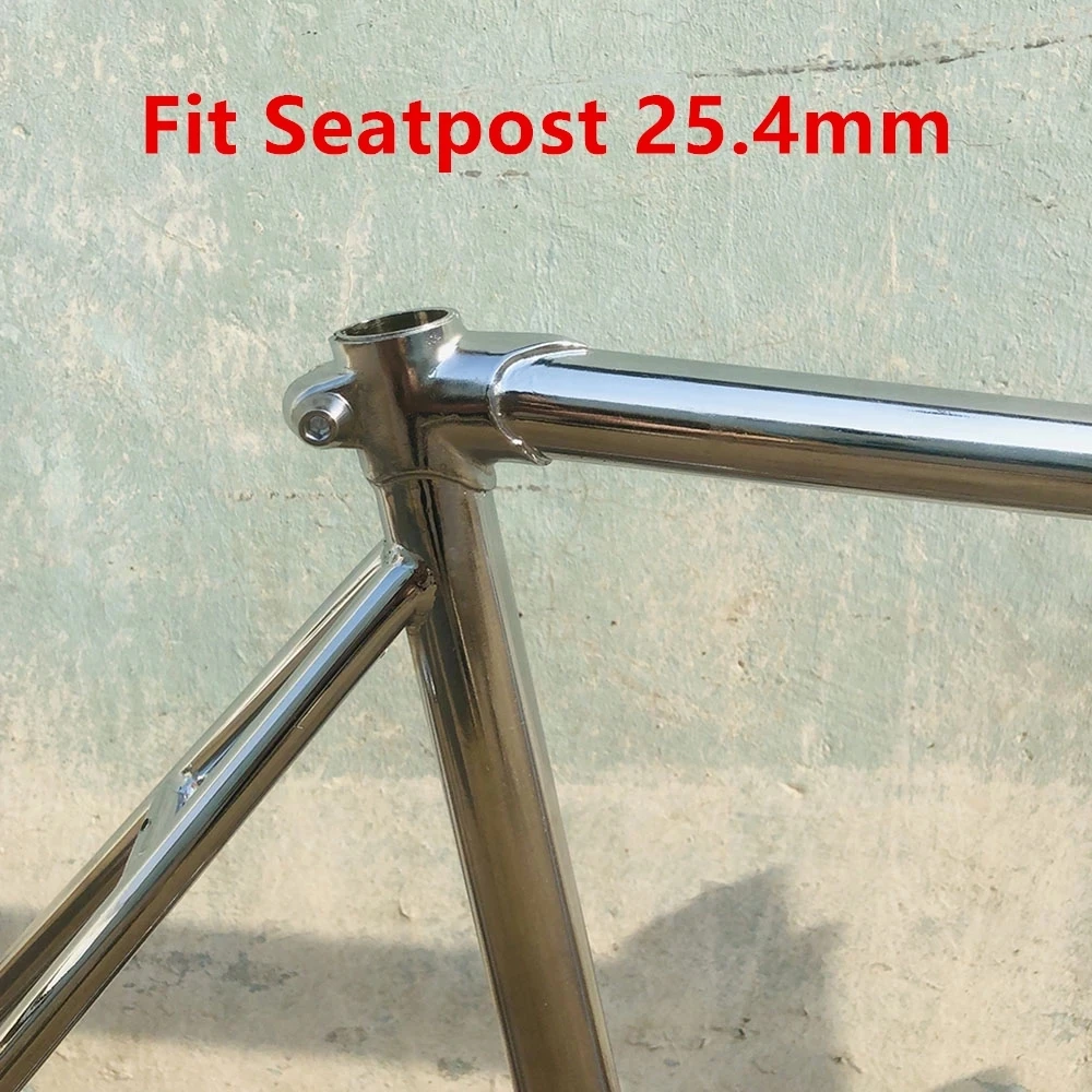 700C Vintage Bike Frame Retro Silver 52cm Single Speed Bicycle Fixie Commuter Lady High Strength Carbon Steel Cycling Parts