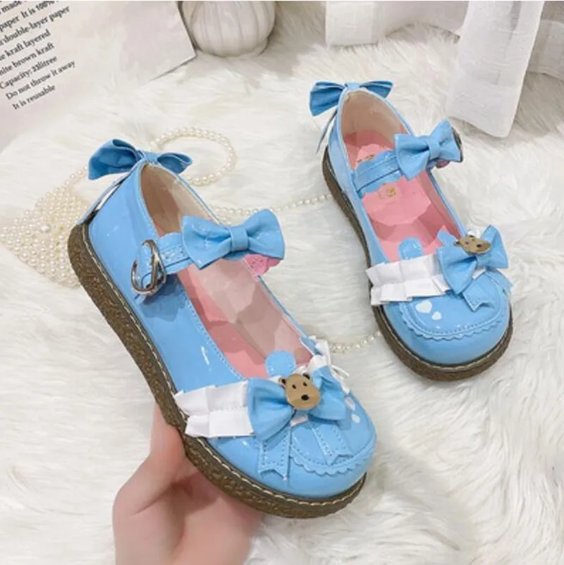 

Japanese sweet lolita shoes kawaii girl Mary Jane small leather shoes female British style retro Japanese jk lace bowknot cos