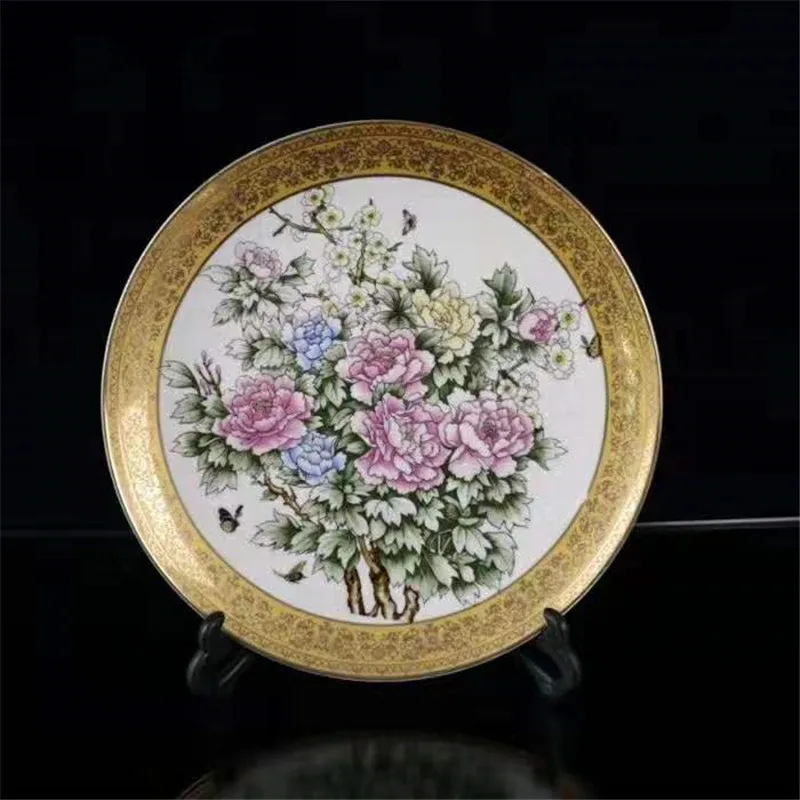 Chinese Porcelain Plate Jingdezhen Ceramic Plate Painting Flower Phnom Penh Plate Dish Feng Shui Gift Home Decoration