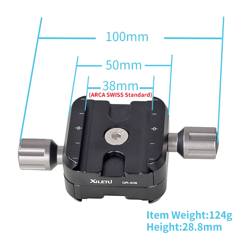 XILETU QR-50B Tripod Head Clamp Two Way Type Clamp For ARCA SWISS