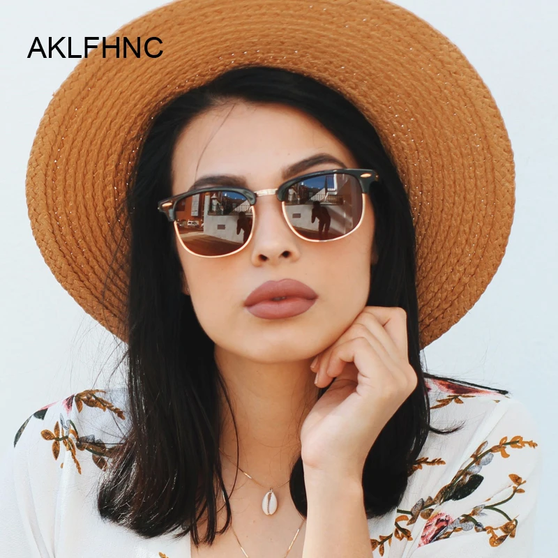 Vintage Polarized Sunglasses Woman Brand Designer Retro Female Driving Sun Glasses Fashion Semi-Rimless Travel Oculos De Sol