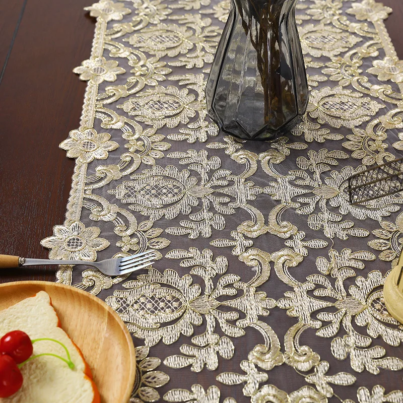 European Luxury Lace Embroidery Pendant Table Runner Home Villa Desk TV Closet Piano Cover Living Room Study Party Wedding Decor