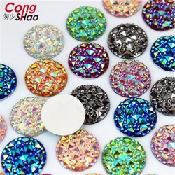 Cong Shao 18mm 50pcs AB Colorful Round Stones And Crystals Flat Back Resin Rhinestone Applique DIY Costume Accessories ZZ34