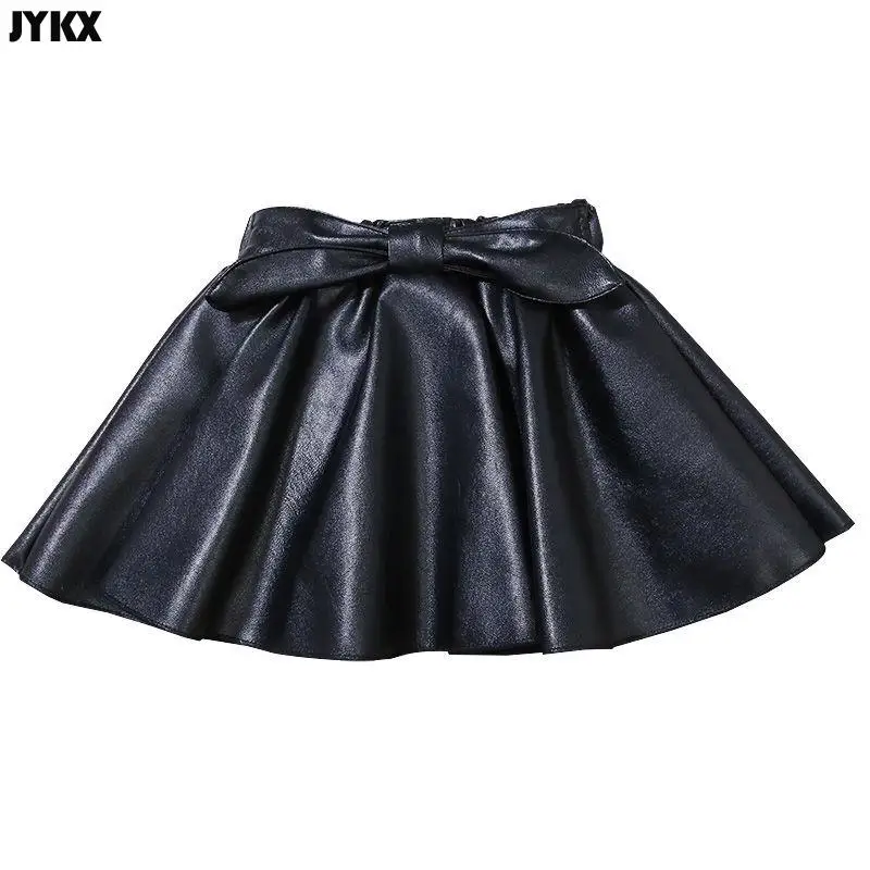 Girls\' Skirts Leather Skirts Autumn And Winter Children\'s Outer Short Skirts Pleated Skirts Winter 2023 New Pu Skirts