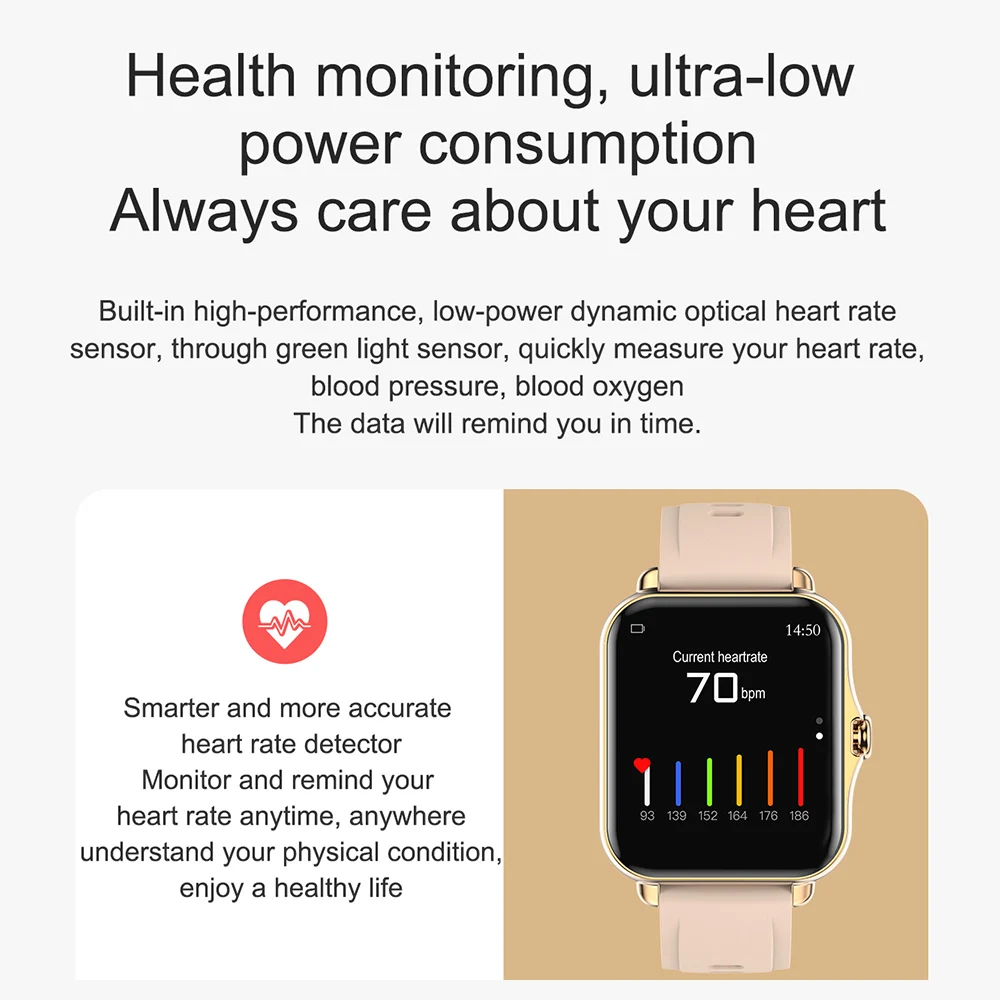 Smart Watch uomo donna Bluetooth chiamata impermeabile Music Control Fitness Tracker Q-8 schermo da 1.69 pollici Smartwatch per Android IOS