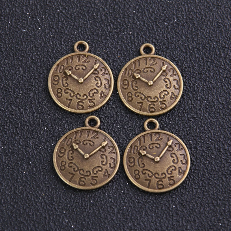 10 pieces/lot 18*22mm Antique Bronze Metal Alloy Clock Charms Jewelry Pendant Charms