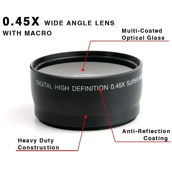 RYH 58MM 0.45x Wide Angle Lens + Macro Lens for Canon EOS 350D/ 400D/ 450D/ 500D/ 1000D/ 550D/ 600D/ 1100D Nikon