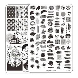 Finger Angel 9.5*14.5cm Nail Stamping Plate Face Line Graffiti Leaves Skull Image Printing Stencil Dancer Nail Stamp Template