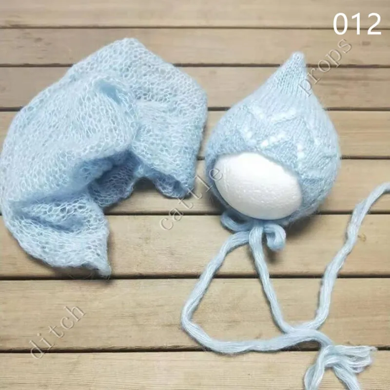 Complete Set Of SaleHand Knit Mohair Wrap With Bonnet Newborn Photography Props Baby  Studio Clothing