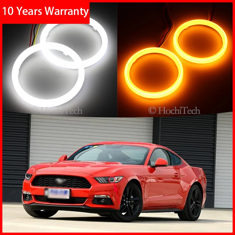 

Хлопковое Переключение светодиодный Белый Янтарный Ангел глаз Halo кольца DRL указатель поворота светильник для Ford Mustang 2015 2016