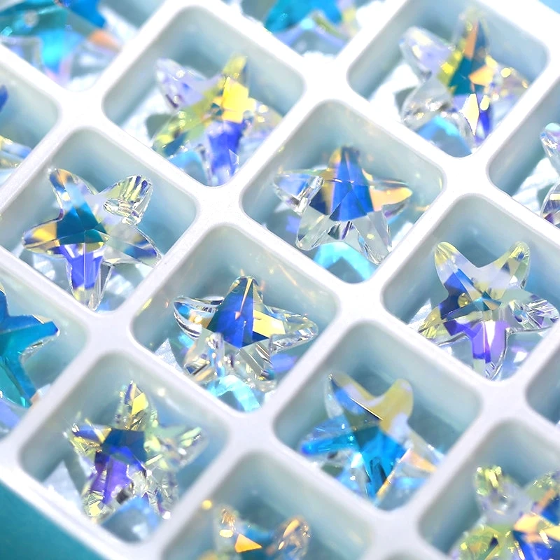 28PCS 14mm Crystal Beads Starfish Shaped AB Color Glass Beads for Jewelry Making Earrings Necklace Jewellery Pendant Accessories