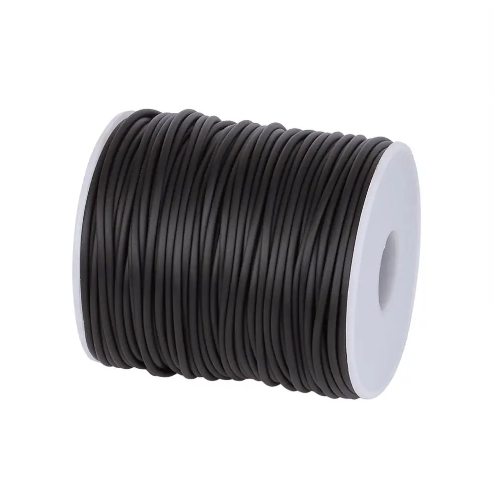 1Roll 2mm/3mm/4mm/5mm PVC Tubular Solid Rubber Black Cord Wrapped Around White Plastic Spool for DIY Jewelry Making 4 Size