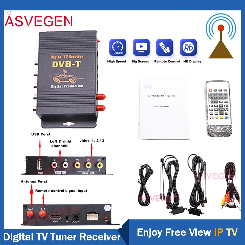 

Asvegen HD Digital TV Tuner Receptor DVB-T DVB-T2 ISDB-T DMBT Full HD DVBT2 Set-top Box Wifi Receiver DVB-T Youtube