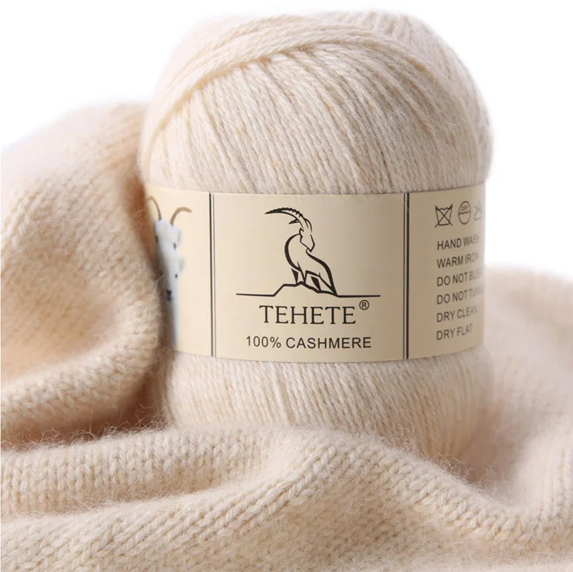 TEHETE 100% Cashmere Yarn for Crocheting 3-Ply Warm Plush Solid Soft Luxurious Fuzzy Knitting Yarn DIY Baby Clothes Sewing Scarf