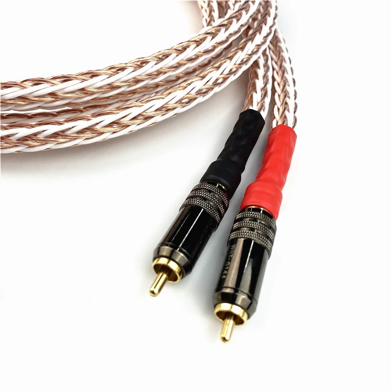 

Hi-Fi 8TC 7N OCC Кабель RCA из чистой меди Высококачественный усилитель компакт-дисков Interconnect 2RCA к 2RCA Мужской аудиокабель