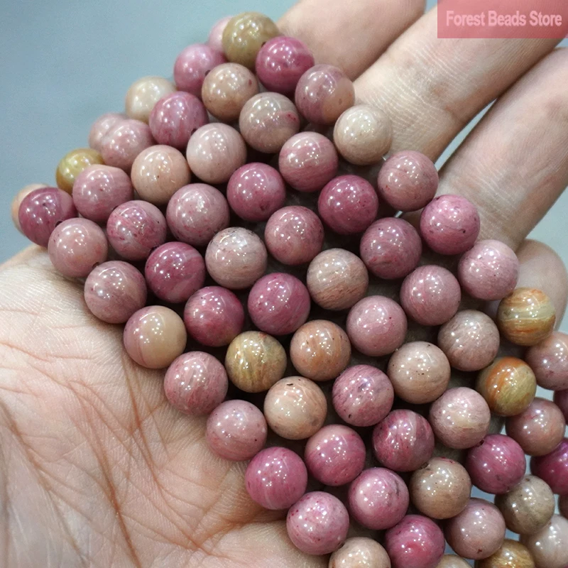 Natural Stone Red Rhodonite Round Loose Spacer Beads for  Handmade Jewelry Making DIY Bracelet Charms Accessories 4/6/8/10/12mm