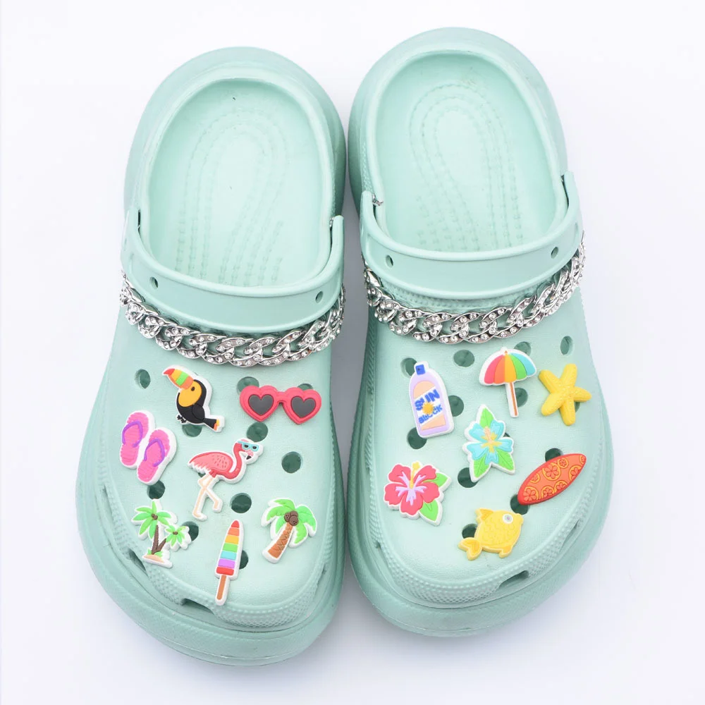 Summer Shoe Charms Sun Tree Beach Shell PVC Shoe Decorations Holiday  Bracelet Accessories for Kids Gift