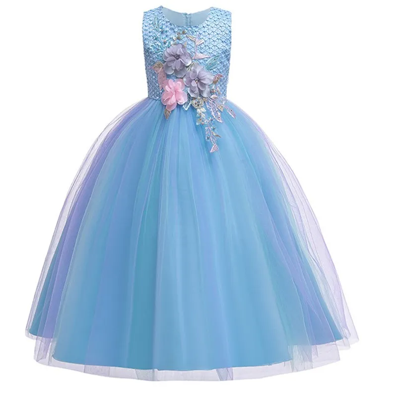 Summer Flower Girls Bridesmaid Wedding Party  Kids Carnival Dresses For Girls Robe Teenage Elegent Princess Dress 3 6 8 14 Year