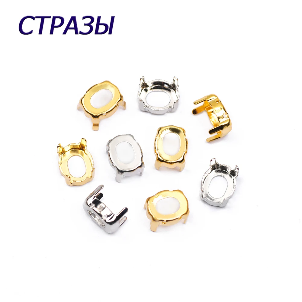 CTPA3bI 4128 di Forma Ovale Strass Claws Cuce sul Vuoto Le Impostazioni di Artiglio di Oro/Argento Artiglio 27 millimetri 35 millimetri FAI DA TE